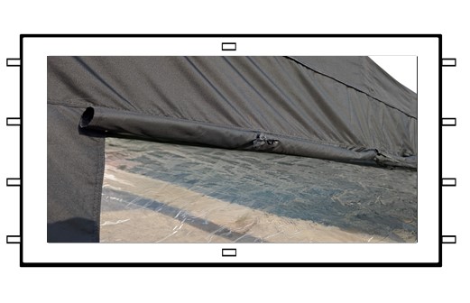 Seitenteil 4,5m, mit Fenster und Rollo - für 40/50mm Profile