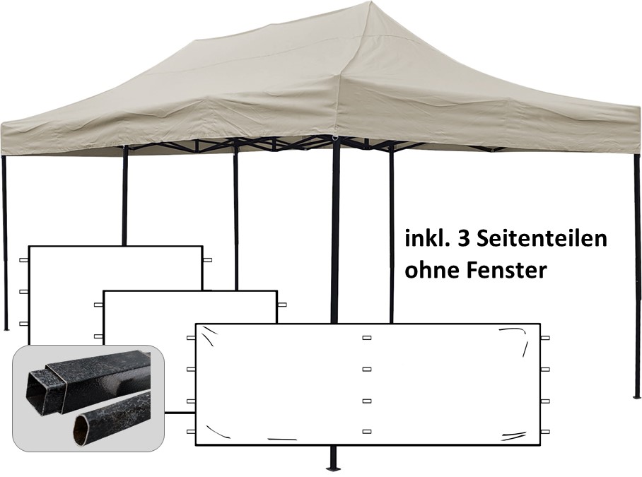 3x6m PROFI-ZELTE Faltpavillon, Stahl, 100% wasserdicht
