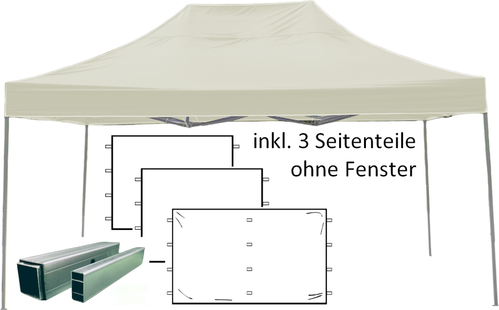 3x4,5m PROFI-ZELTE Faltpavillon, Alurahmen 32mm, 100% wasserdicht