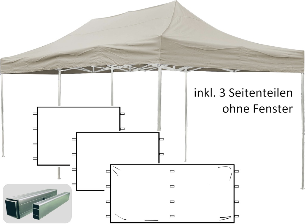 3x6m PROFI-ZELTE Faltpavillon, Alurahmen 32mm, 100% wasserdicht