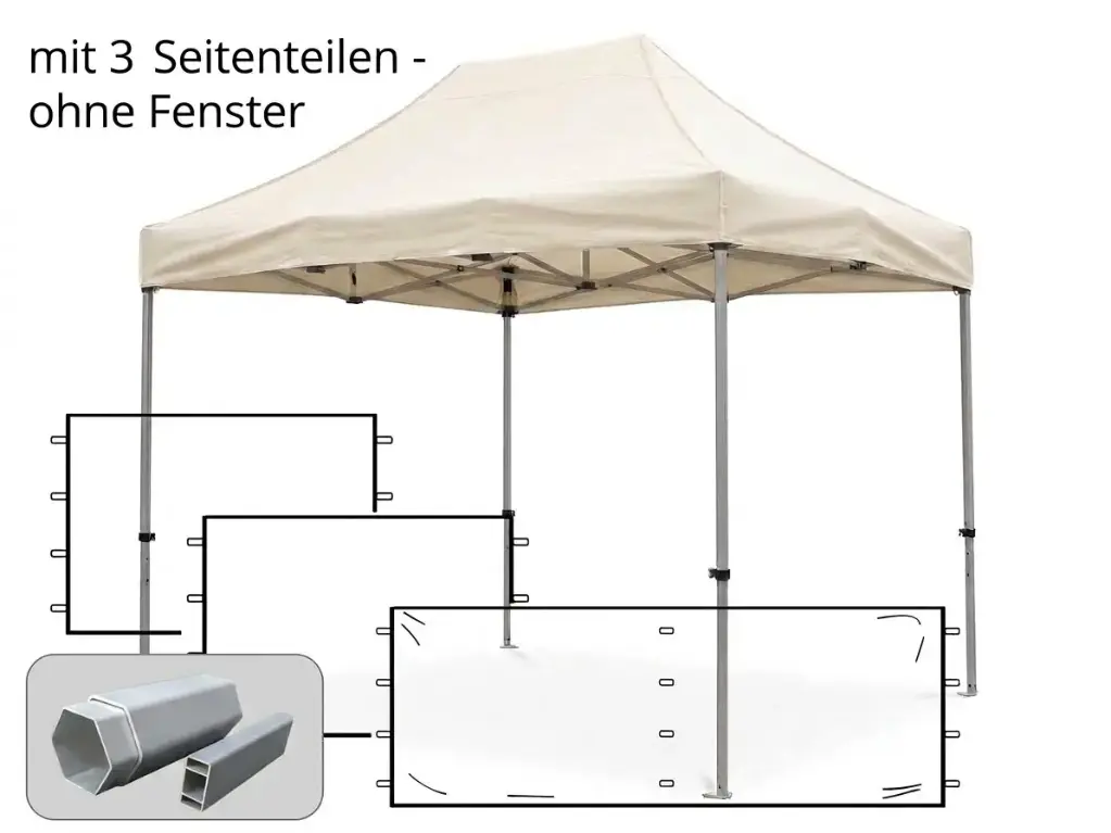 2x3m PROFI-ZELTE Faltpavillon Alurahmen Hexagon 40mm, 100% wasserdicht