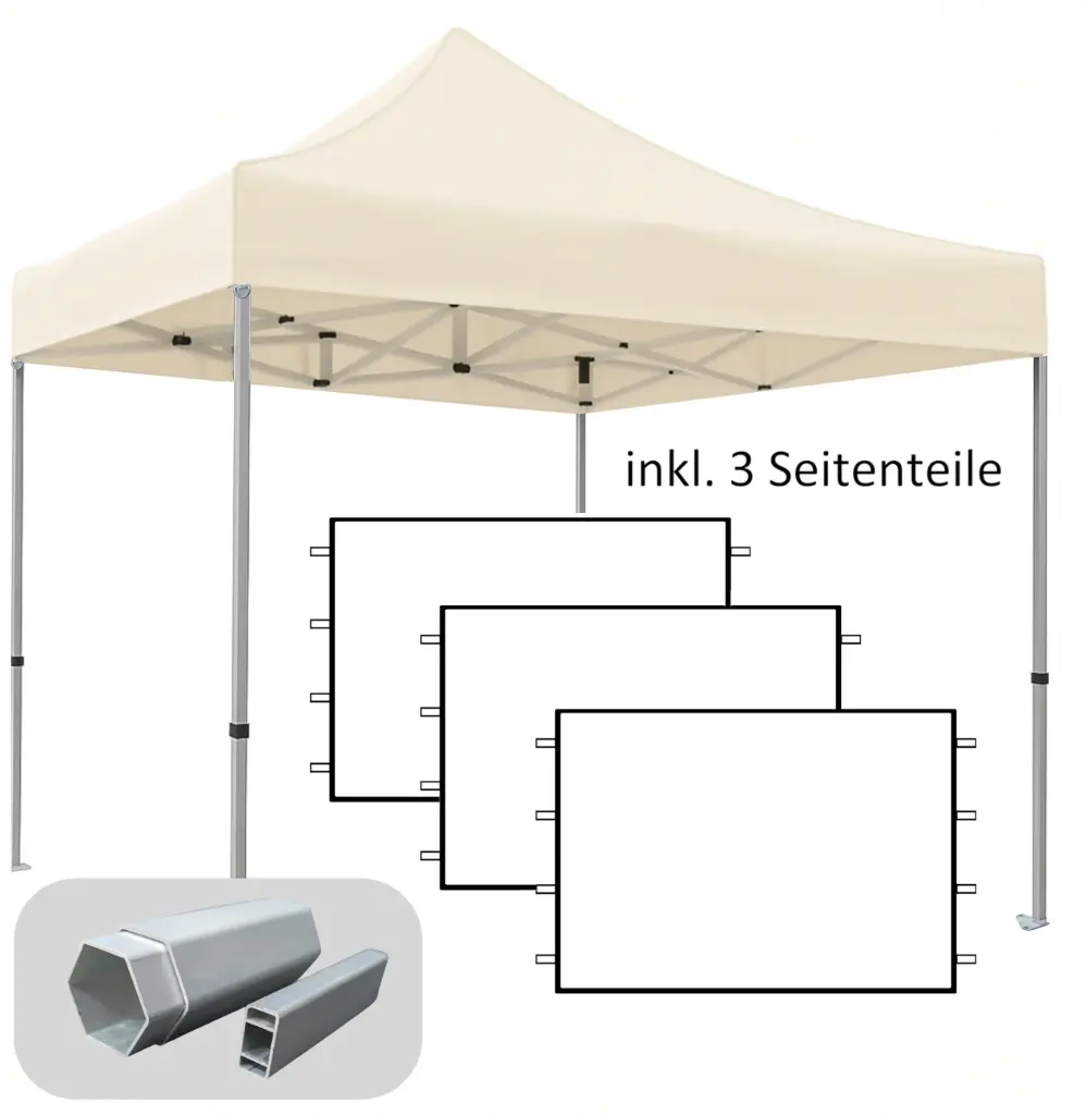 2x3m PROFI-ZELTE Faltpavillon Alurahmen Hexagon 40mm, 100% wasserdicht