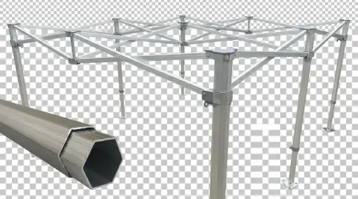 [FRA45000] Rahmen 3x4,5m PROFI-ZELTE Faltpavillon Alurahmen Hexagon 50mm