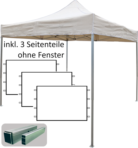 3x3m PROFI-ZELTE Faltpavillon, Alurahmen 32mm, 100% wasserdicht