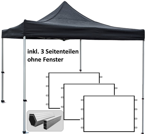 4x4m PROFI-ZELTE Faltpavillon Alurahmen Hexagon 50mm, 100% wasserdicht