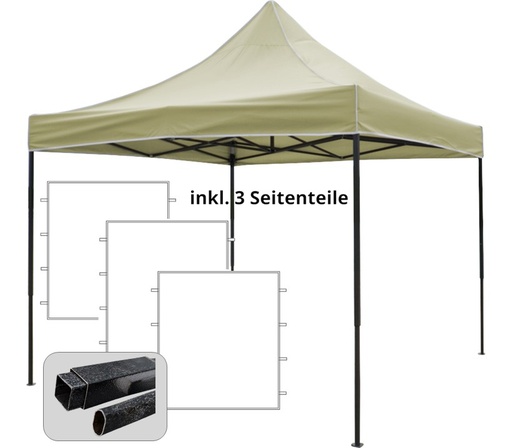 3x3m PROFI-ZELTE Faltpavillon, Stahl, 100% wasserdicht