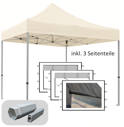 3x3m PROFI-ZELTE Faltpavillon Alurahmen Hexagon 40mm, 100% wasserdicht