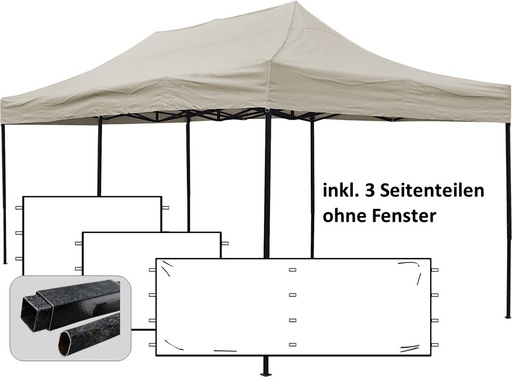 3x6m PROFI-ZELTE Faltpavillon, Stahl, 100% wasserdicht